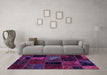 Machine Washable Oriental Purple Modern Area Rugs in a Living Room, wshabs5669pur