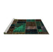 Sideview of Machine Washable Oriental Turquoise Modern Area Rugs, wshabs5669turq