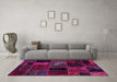 Machine Washable Oriental Pink Modern Rug in a Living Room, wshabs5669pnk