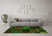 Machine Washable Oriental Green Modern Area Rugs in a Living Room,, wshabs5669grn