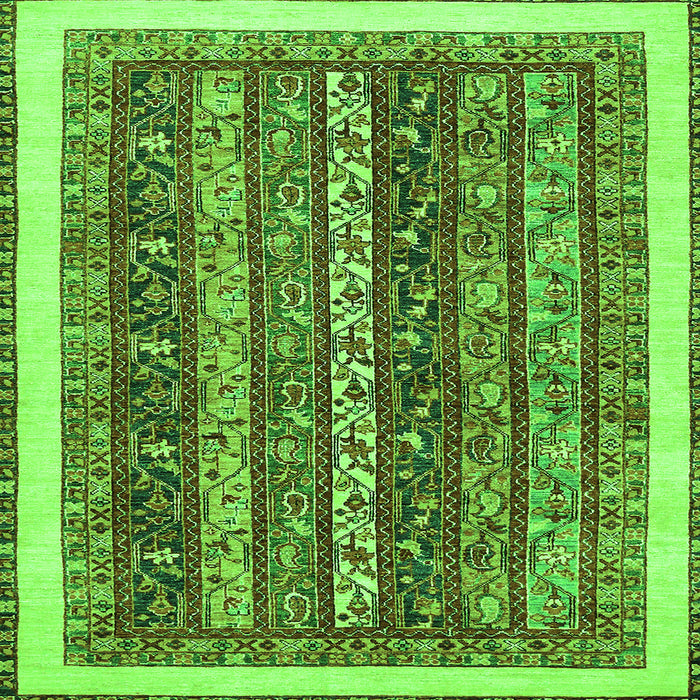 Square Abstract Green Modern Rug, abs566grn