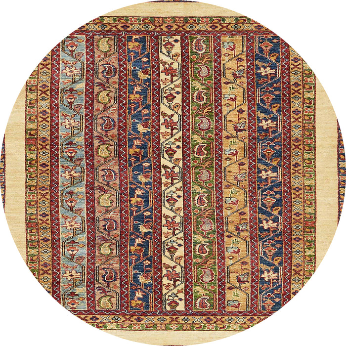 Round Abstract Brown Red Modern Rug, abs566