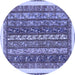 Round Machine Washable Abstract Blue Modern Rug, wshabs566blu