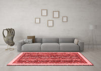 Machine Washable Abstract Red Modern Rug, wshabs566red