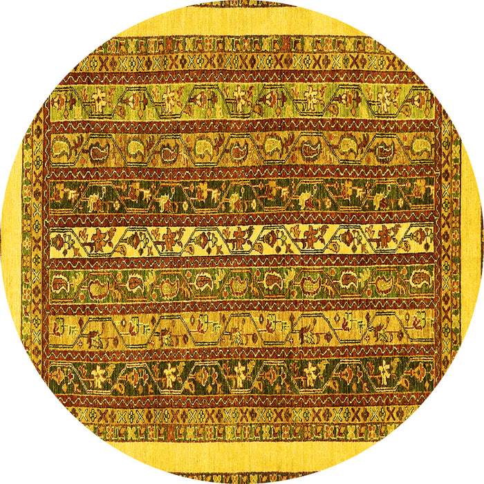 Round Machine Washable Abstract Yellow Modern Rug, wshabs566yw