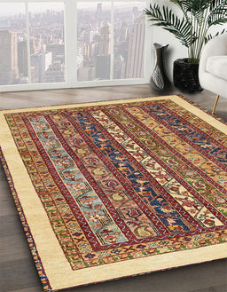 Machine Washable Abstract Brown Red Rug in a Family Room, wshabs566