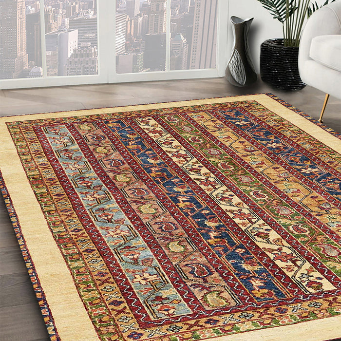 Machine Washable Abstract Brown Red Rug in a Family Room, wshabs566