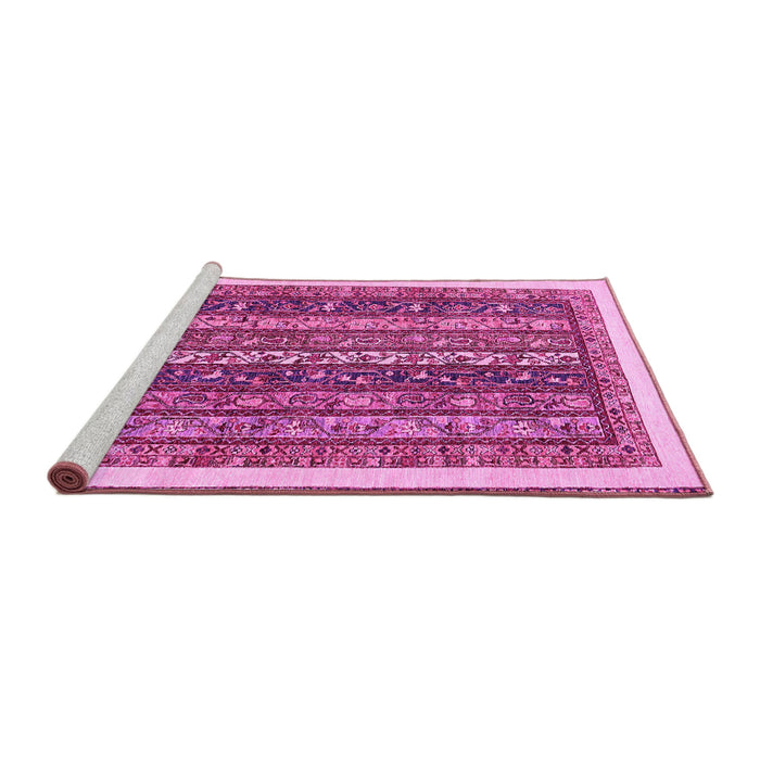 Sideview of Machine Washable Abstract Pink Modern Rug, wshabs566pnk