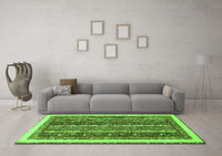 Machine Washable Abstract Green Modern Rug, wshabs566grn