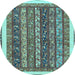 Round Machine Washable Abstract Light Blue Modern Rug, wshabs566lblu