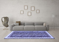 Machine Washable Abstract Blue Modern Rug, wshabs566blu