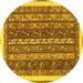 Round Abstract Yellow Modern Rug, abs566yw