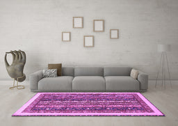 Machine Washable Abstract Purple Modern Area Rugs in a Living Room, wshabs566pur