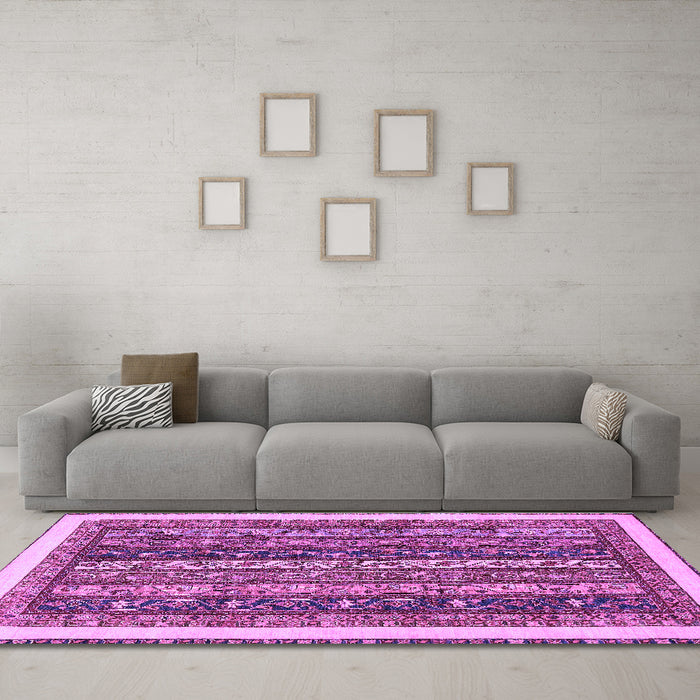 Machine Washable Abstract Purple Modern Area Rugs in a Living Room, wshabs566pur