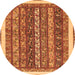 Round Abstract Orange Modern Rug, abs566org