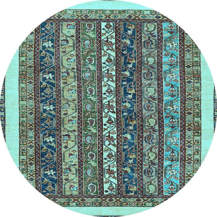 Round Abstract Light Blue Modern Rug, abs566lblu