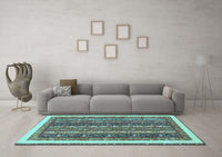 Machine Washable Abstract Light Blue Modern Rug, wshabs566lblu