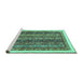 Sideview of Machine Washable Abstract Turquoise Modern Area Rugs, wshabs566turq