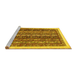 Sideview of Machine Washable Abstract Yellow Modern Rug, wshabs566yw