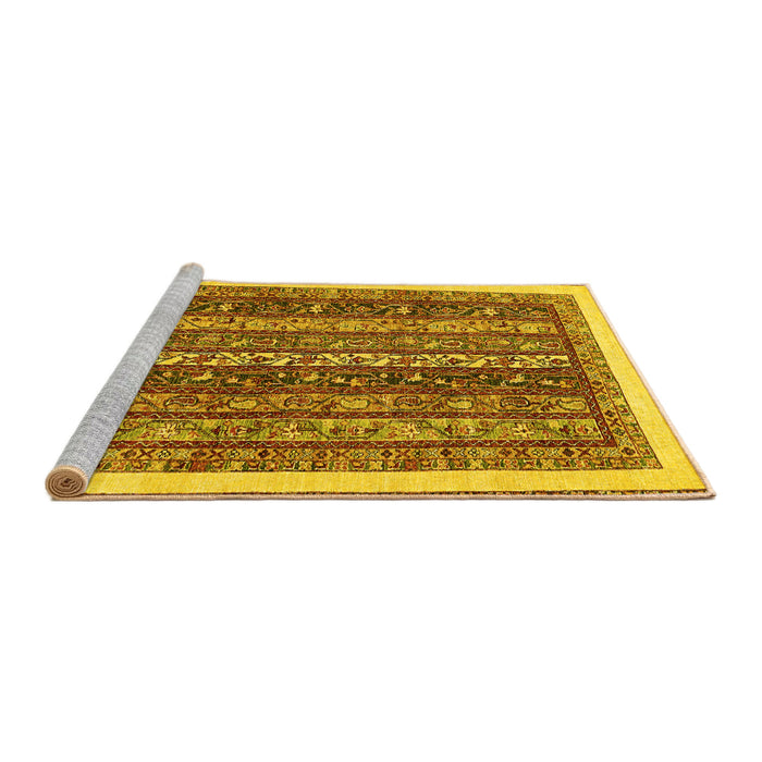 Sideview of Machine Washable Abstract Yellow Modern Rug, wshabs566yw