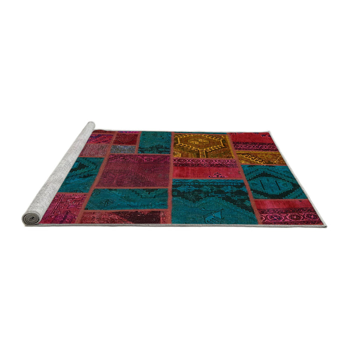 Sideview of Machine Washable Abstract Carbon Red Rug, wshabs567