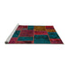 Sideview of Machine Washable Abstract Carbon Red Rug, wshabs567
