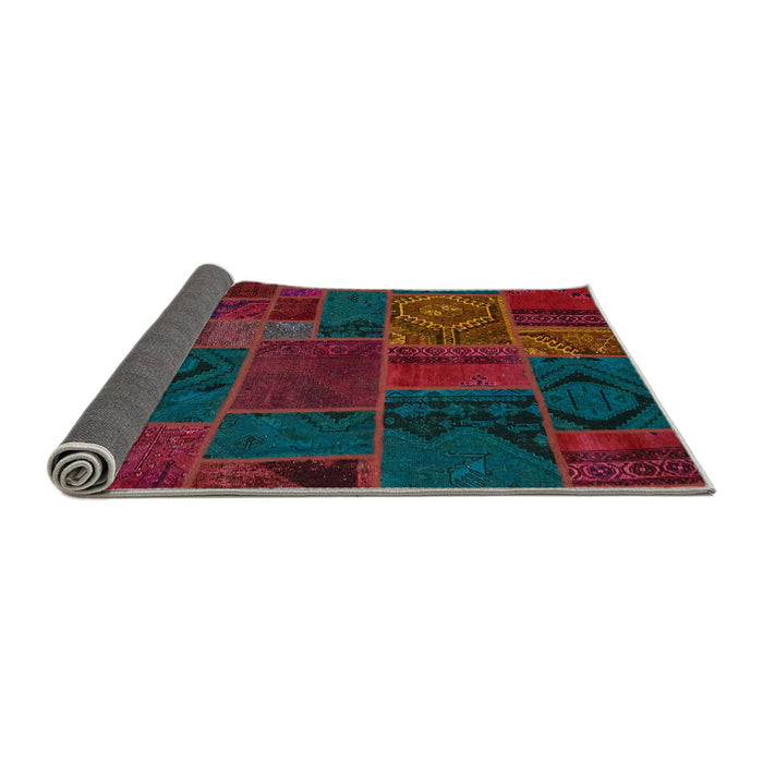 Sideview of Abstract Carbon Red Patchwork Rug, abs567