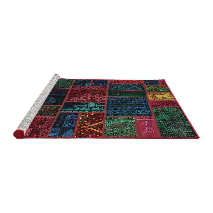 Sideview of Machine Washable Abstract Burgundy Red Rug, wshabs5670