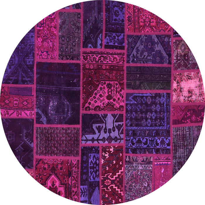 Round Machine Washable Oriental Pink Modern Rug, wshabs5670pnk