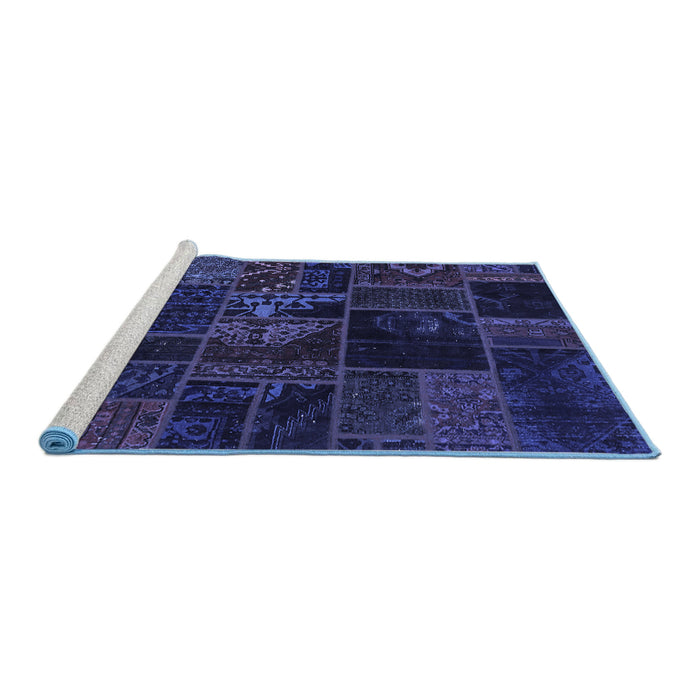 Sideview of Machine Washable Oriental Blue Modern Rug, wshabs5670blu