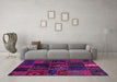 Machine Washable Oriental Pink Modern Rug in a Living Room, wshabs5670pnk