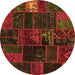 Round Machine Washable Oriental Orange Modern Area Rugs, wshabs5670org