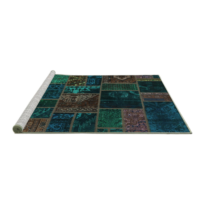 Sideview of Machine Washable Oriental Turquoise Modern Area Rugs, wshabs5670turq