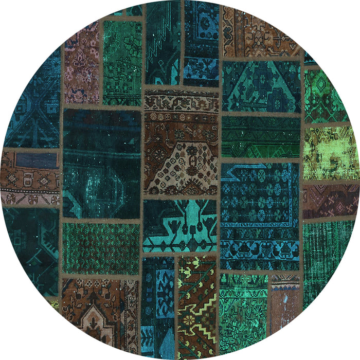 Round Oriental Turquoise Modern Rug, abs5670turq