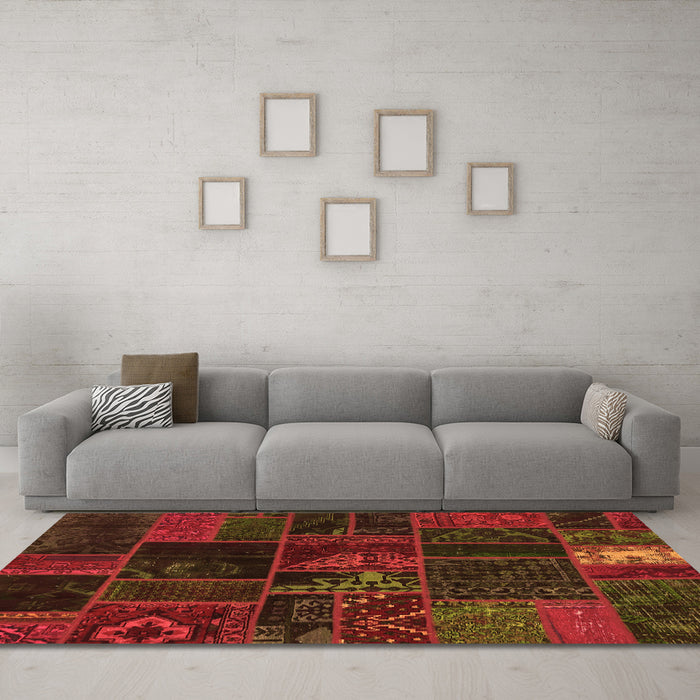 Machine Washable Oriental Orange Modern Area Rugs in a Living Room, wshabs5670org