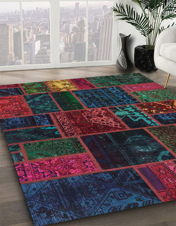 Machine Washable Abstract Burgundy Red Rug in a Family Room, wshabs5670