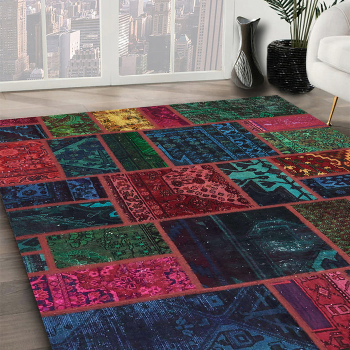 Machine Washable Abstract Burgundy Red Rug in a Family Room, wshabs5670