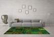 Machine Washable Oriental Green Modern Area Rugs in a Living Room,, wshabs5670grn