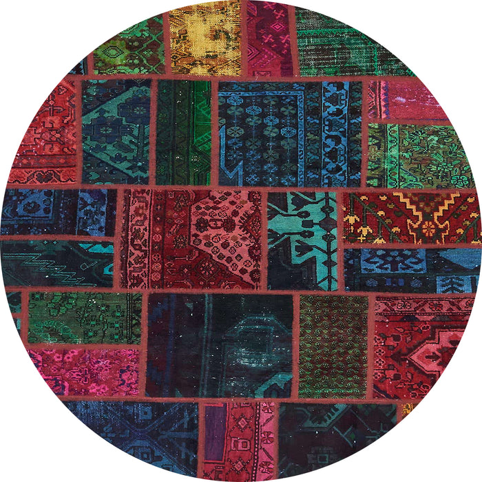 Round Machine Washable Abstract Burgundy Red Rug, wshabs5670
