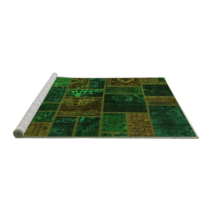 Sideview of Machine Washable Oriental Green Modern Area Rugs, wshabs5670grn
