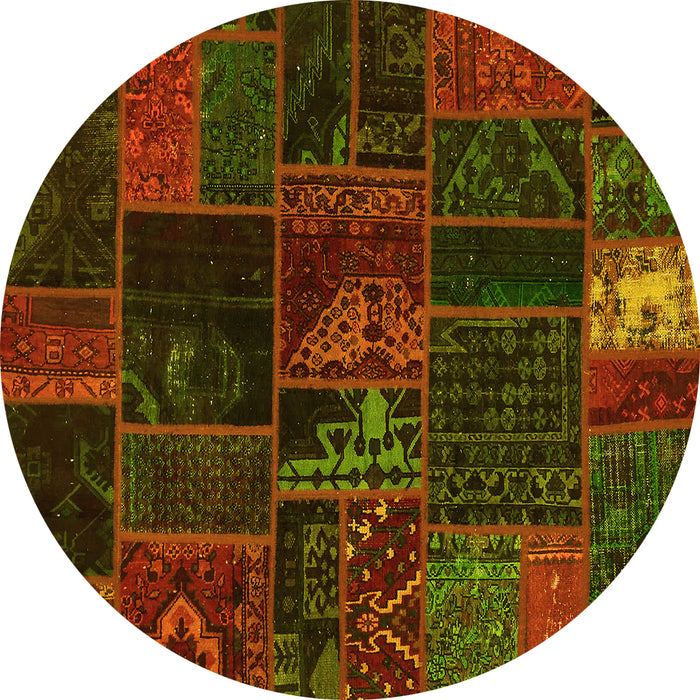 Round Oriental Yellow Modern Rug, abs5670yw
