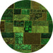 Round Oriental Green Modern Rug, abs5671grn