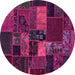 Round Oriental Pink Modern Rug, abs5671pnk