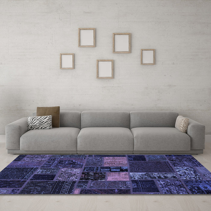 Machine Washable Oriental Blue Modern Rug in a Living Room, wshabs5671blu