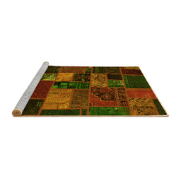 Sideview of Machine Washable Oriental Yellow Modern Rug, wshabs5671yw