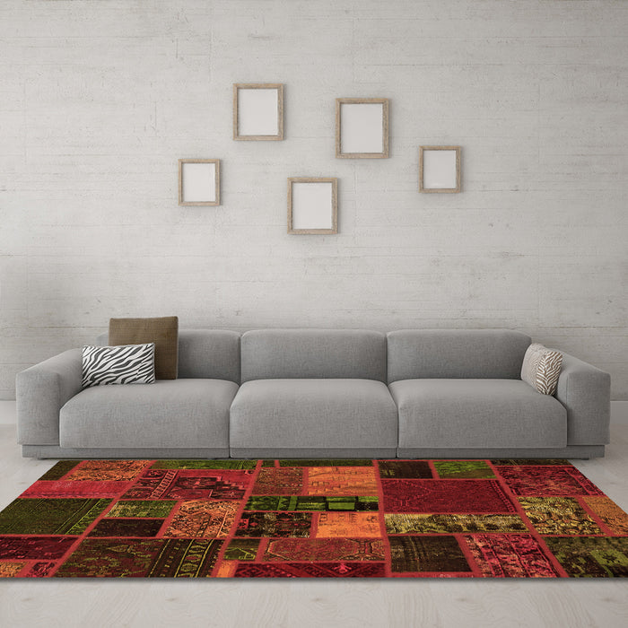 Machine Washable Oriental Orange Modern Area Rugs in a Living Room, wshabs5671org