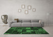 Machine Washable Oriental Emerald Green Modern Area Rugs in a Living Room,, wshabs5671emgrn