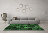 Machine Washable Oriental Emerald Green Modern Rug, wshabs5671emgrn