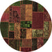 Round Oriental Brown Modern Rug, abs5671brn