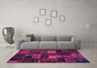 Machine Washable Oriental Pink Modern Rug in a Living Room, wshabs5671pnk